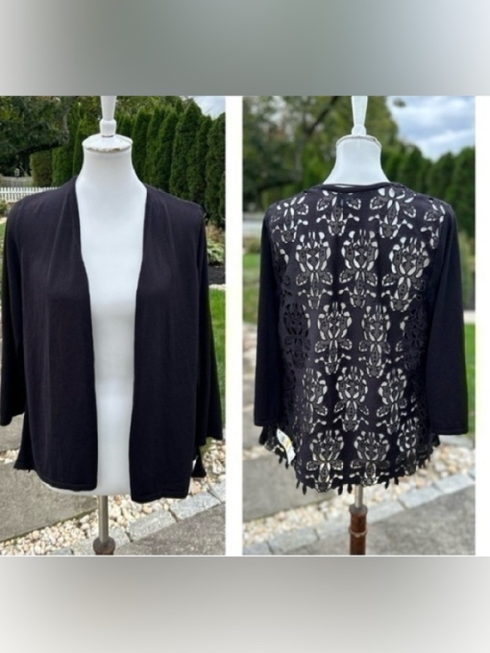 Alfani open front cardigan with lace back size medium